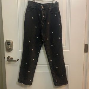 PacSun Black Daisy High Waisted Straight Leg Jeans